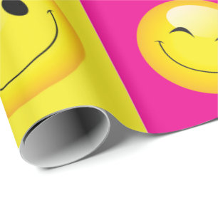 Papier Cadeau Visages émotiques du parti Emoji multicolores