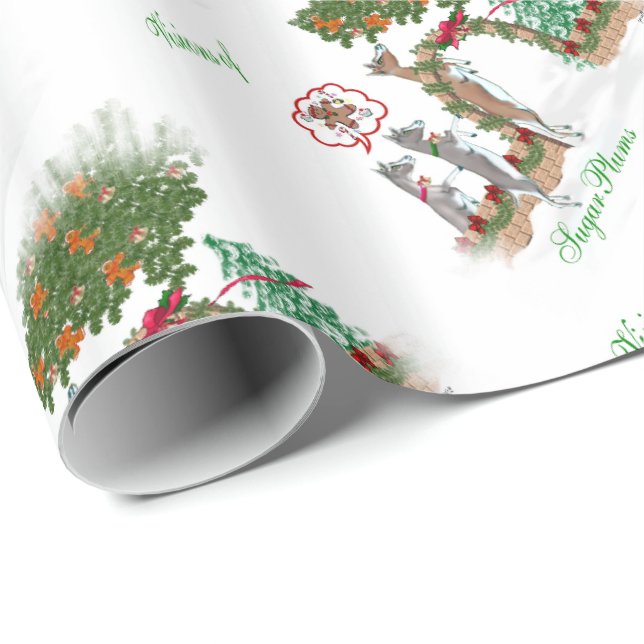 Papier Cadeau Visions de Noël de chèvre de prunes de sucre Papie (Coin rond)