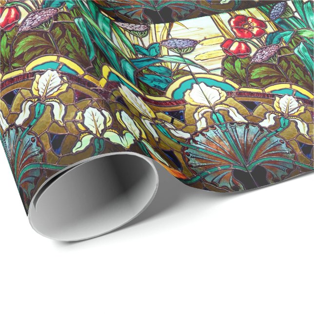 Papier Cadeau Vitrail Art nouveau floral (Coin rond)