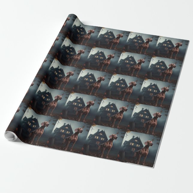 Papier Cadeau Vizsla Halloween effroi (Déroulé)