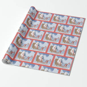 Papier Cadeau Vœux chaleureux d'hiver Ours polaire Tricot Écharp