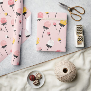 Papier Cadeau Voeux floraux roses