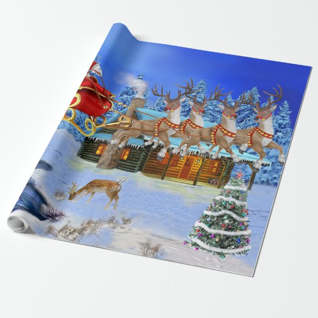 PAPIER CADEAU VOICI VENIR LE PÈRE NOËL (Déroulé)