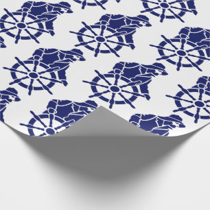 Papier Cadeau Voile vintage, silhouette de roue du capitaine