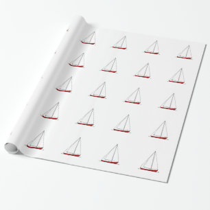 Papier Cadeau Voiliers rouges