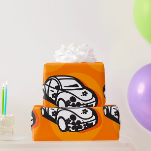 Papier Cadeau Voiture à fleurs