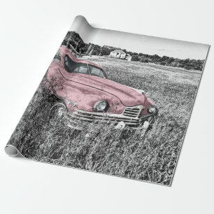 Papier Cadeau Voiture classique rose