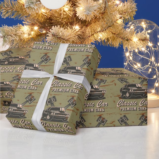 Papier Cadeau Voiture classique Vintage (Vacances)