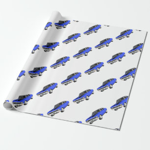 Papier Cadeau Voiture de muscle de 1968 bleus