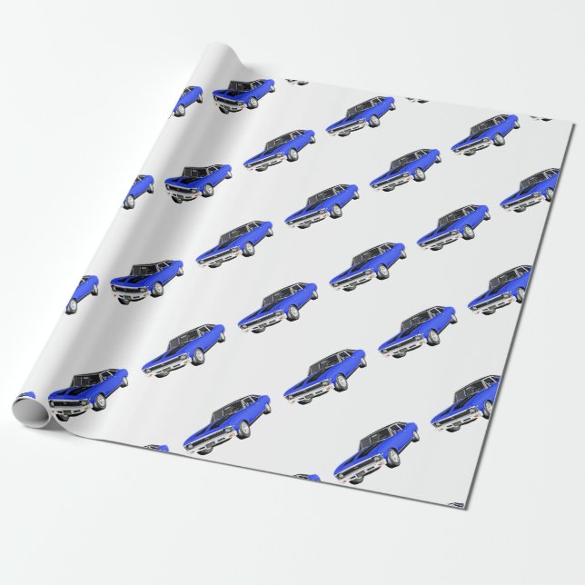 Papier Cadeau Voiture de muscle de 1968 bleus (Déroulé)