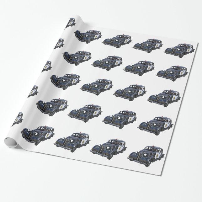 Papier Cadeau Voiture de police classique (Déroulé)