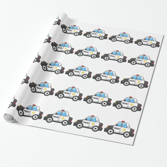 Papier Cadeau Voiture de police fraîche de bande dessinée (Déroulé)