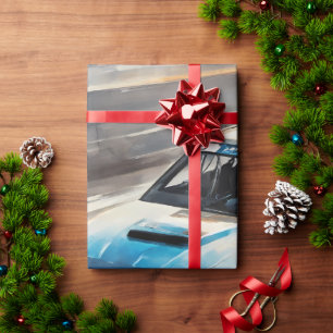 Papier Cadeau Voiture Sporty Blue Racing