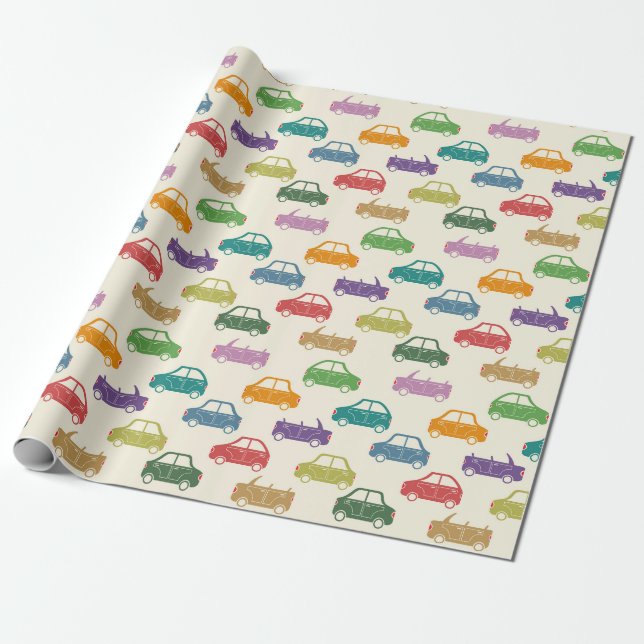 Papier Cadeau Voitures colorées (Déroulé)