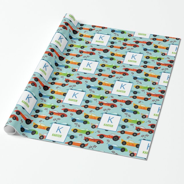 Papier Cadeau Voitures de course cool Enfants Anniversaire perso (Déroulé)