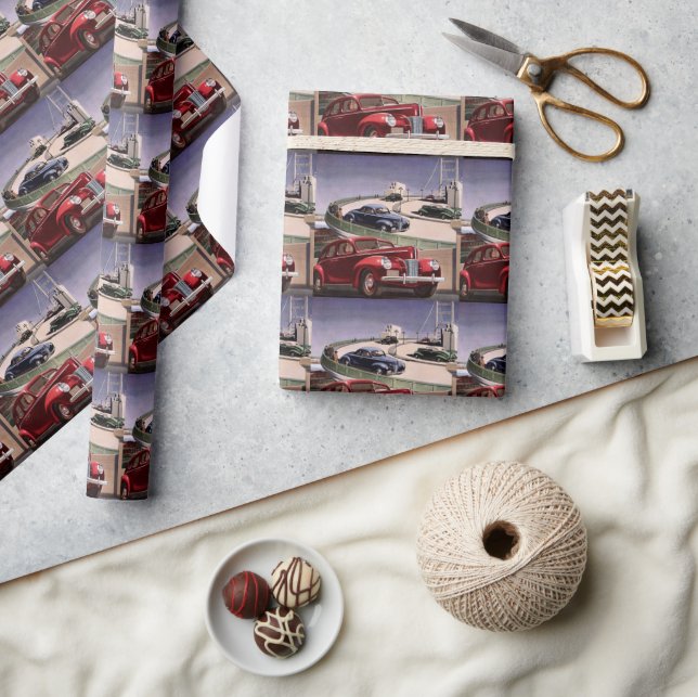 Papier Cadeau Voitures d'époque, Voyage sur la route des berline (Artisanat)