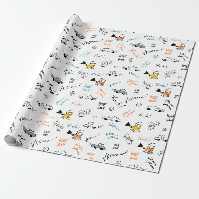 Papier Cadeau Voitures et véhicules garages papier d'emballage c (Déroulé)
