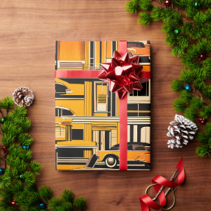 Papier Cadeau Voitures Rétro Milieu du siècle