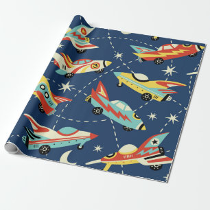 Papier Cadeau Voitures spatiales vintage sans faille motif vinta
