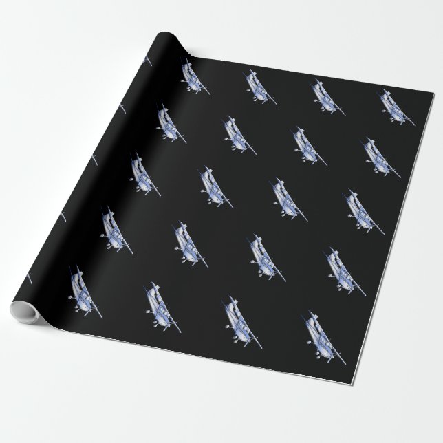 Papier Cadeau Vol classique de silhouette de Cessna d'avions sur (Déroulé)