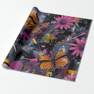 Papier Cadeau Vol de Papillon Abstrait Vibrant (4)
