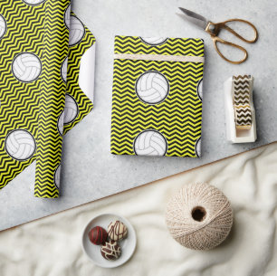 Papier Cadeau Volleyball Black Chevron Plus Votre Équipe Couleur