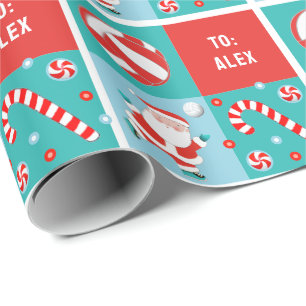 Papier Cadeau Volleyball de Noël personnalisé