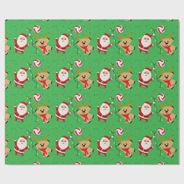 Papier Cadeau Volleyball Santa (Plat)