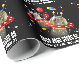 Papier Cadeau Vos 2 chats dans un Alien vaisseau spatial OVNI Sc