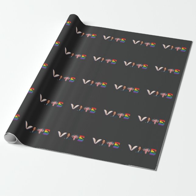Papier Cadeau VOTE Books Uterus LGBT Kamala Harris Walz Election (Déroulé)
