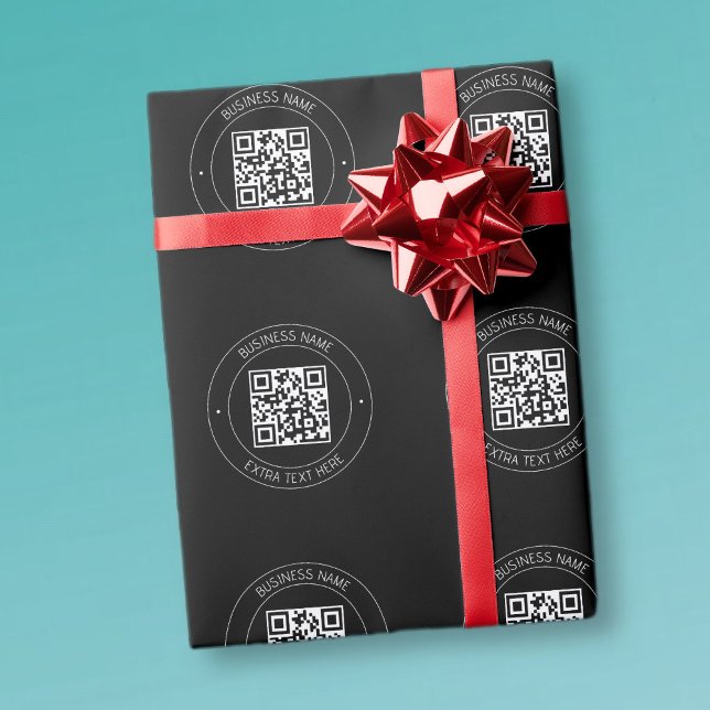 Papier Cadeau Votre code QR & Texte modifiable | Noir & Blanc (Créateur téléchargé)