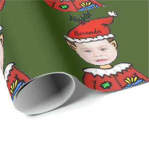Papier Cadeau Votre de photo Noël Elf ici personnalisé