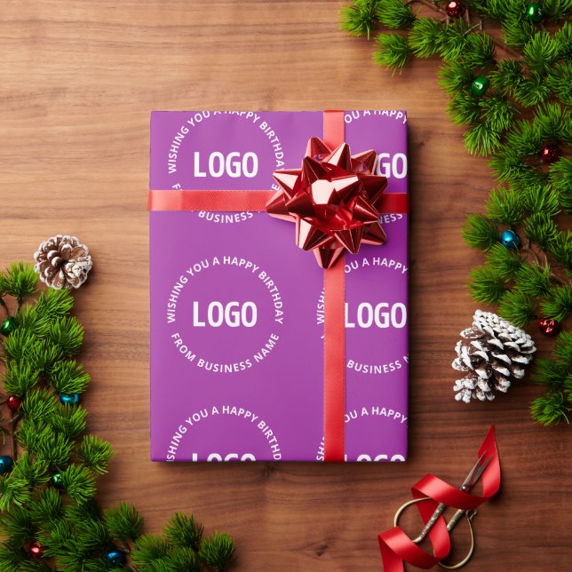 Papier Cadeau Votre logo et texte personnalisé | Joyeux annivers (Cadeau de vacances)