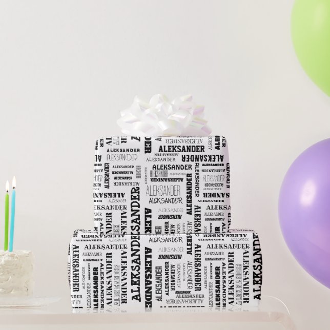 Papier Cadeau Votre (Long) nom est partout (Cadeaux de fête)