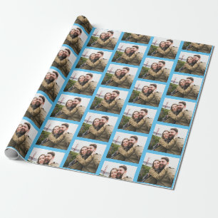 Papier Cadeau Votre Motif photo unique sur Blue Personnalisé