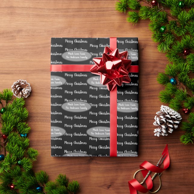 Papier Cadeau Votre nom et message de vacances Noël rétros (Cadeau de vacances)