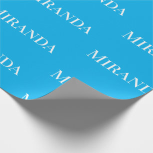Papier Cadeau Votre nom Script Joli Ocean Blue