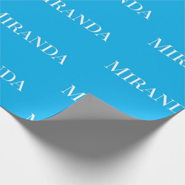 Papier Cadeau Votre nom Script Joli Ocean Blue (Coin)