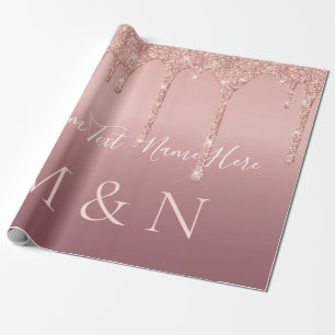 Papier Cadeau Votre Rose de texte Mariage Gold Blush Sparkle Par