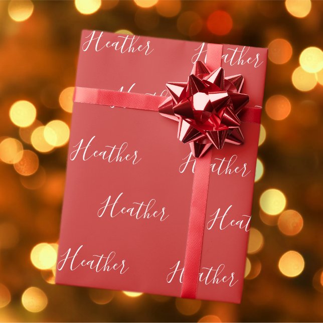 Papier Cadeau Votre script blanc personnalisé en rouge #2 (Créateur téléchargé)