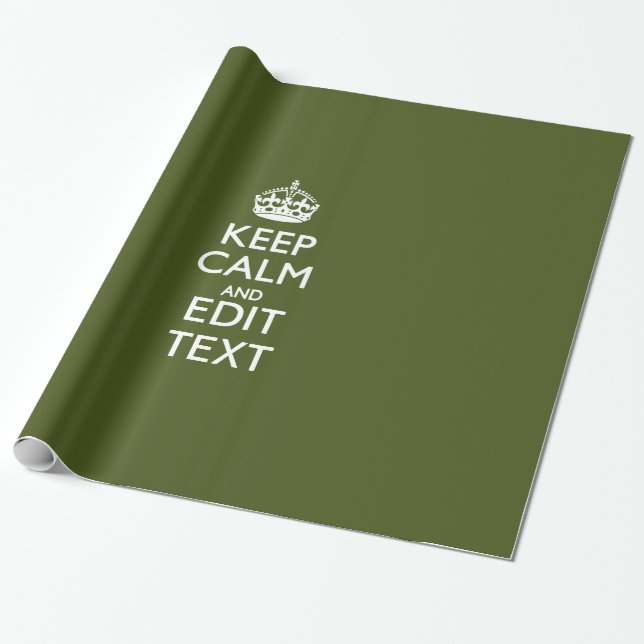 Papier Cadeau Votre texte Gardez le calme sur la décoration vert (Déroulé)