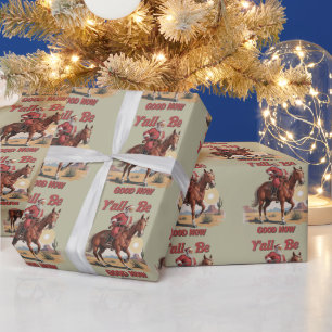 Papier Cadeau Vous allez tous bien maintenant Funny Santa Cowboy