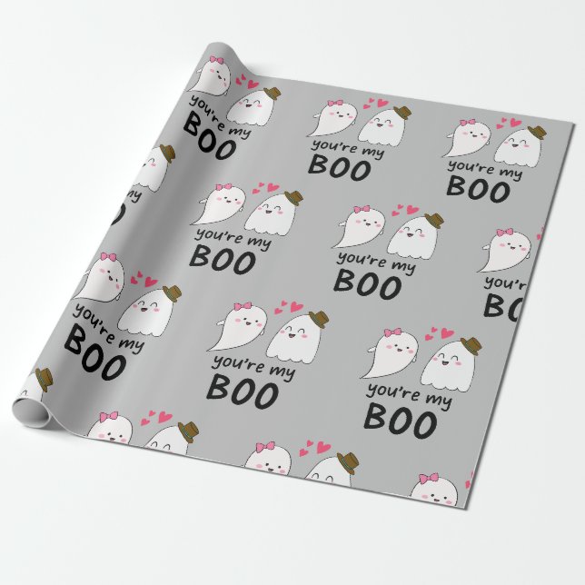 Papier Cadeau Vous êtes mon fantôme d'Halloween Boo Kawaii Cute (Déroulé)