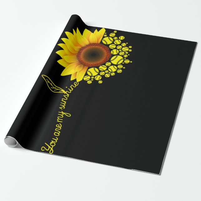 Papier Cadeau Vous Êtes Mon Sunshine Sunflower Softball (Déroulé)