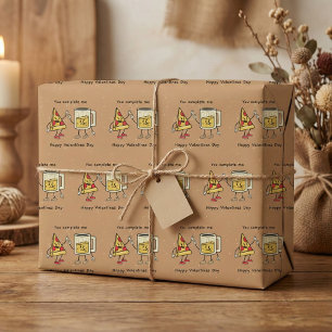 Papier Cadeau Vous Me Complétez Bière Et Pizza Valentine's