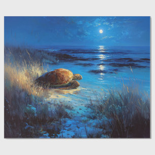 Papier Cadeau Voyage au clair de lune de la tortue de mer vers l