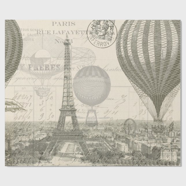 Papier Cadeau Voyage de ballon de Paris (Plat)