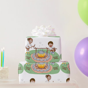Papier Cadeau Voyage de camping pour enfants garçon et fille au 