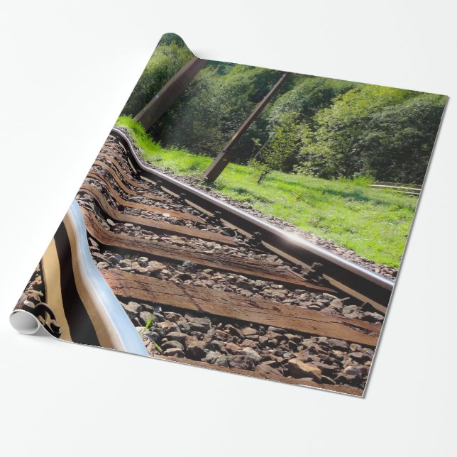 Papier Cadeau voyage ferroviaire, papier d'emballage (Déroulé)