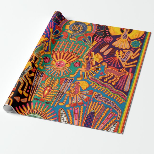 Papier Cadeau Voyage tribal maya mexicain de Boho d'art d'Oaxaca (Déroulé)